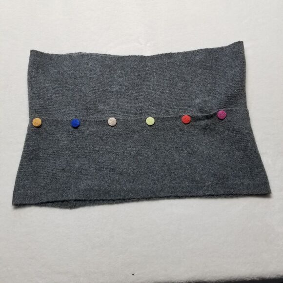 Carolina Amato Infinity Scarf Gray Wool Angora Blend Colorful Covered Buttons - Picture 1 of 4